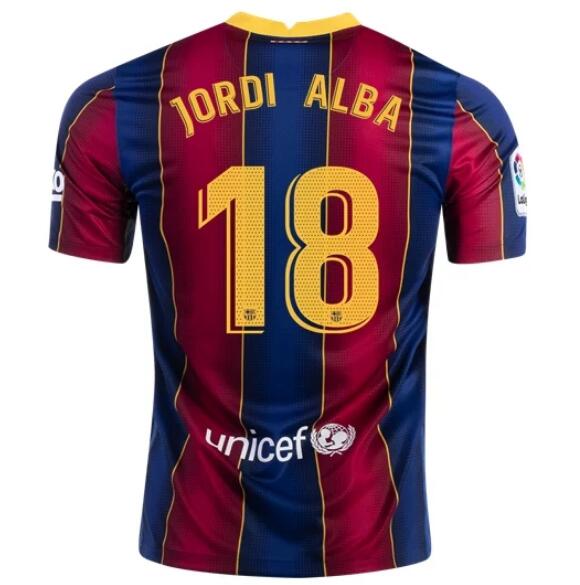 Barcelona Home Kit Soccer Jersey JORDI ALBA #18 2020/21